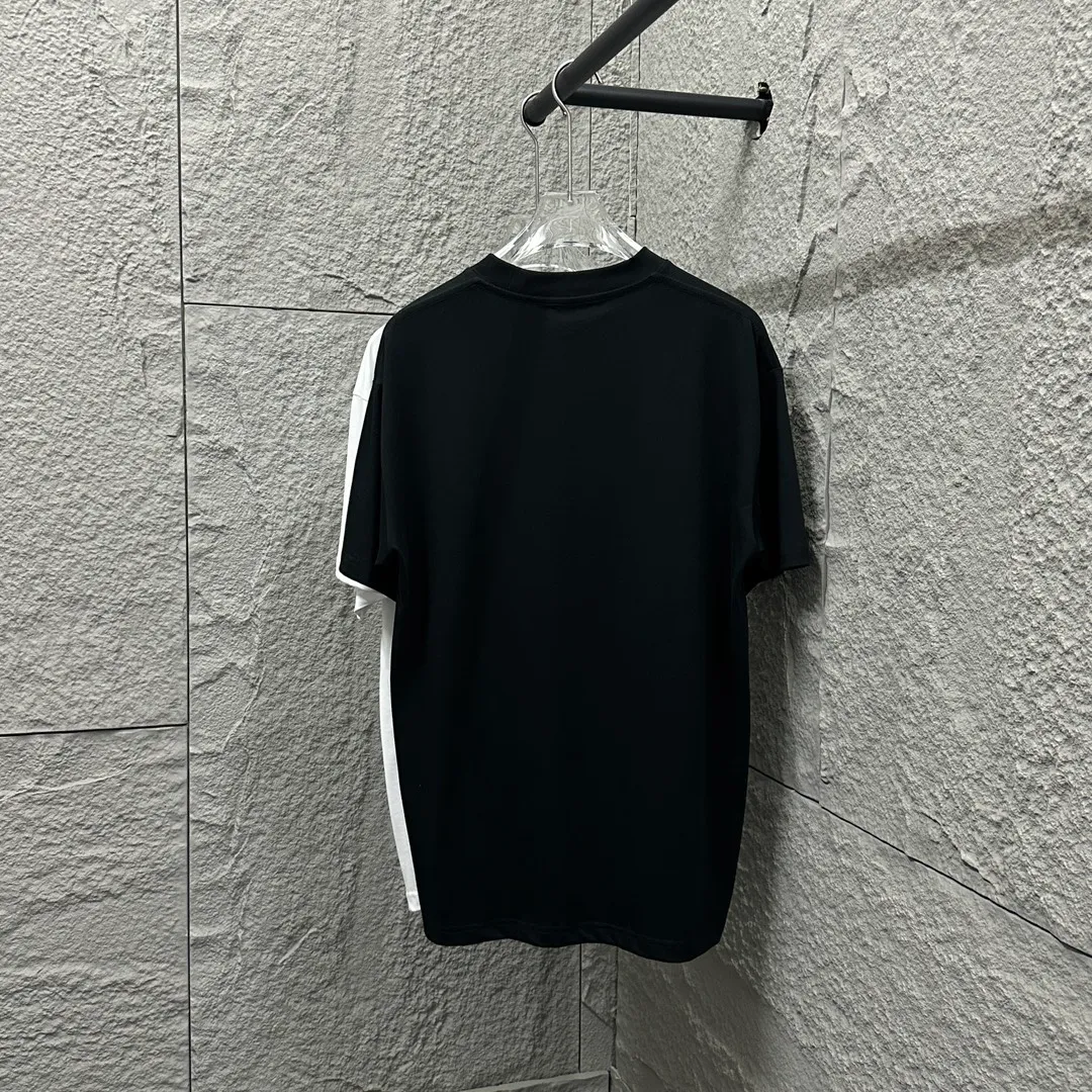 🅿️180 CH*Cro Heart*2025 spring and summer new style Classic horseshoe embroidery Customized double yarn plain cotton fabric Short-sleeved T-shirt Unisex Color: Black White Size: S (90-130 catties) M (120-150 catties) L (140-165 catties) XL (160-180 catties) XXL (180-210 catties)